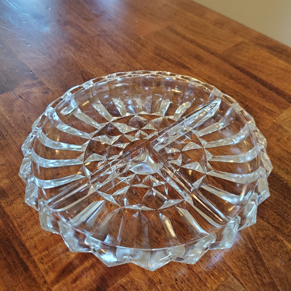 Depression Glass 3 Section Relish Candy Dish
